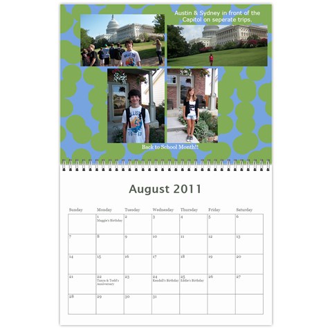 2011 Hunnell Calendar By Susan Aug 2011