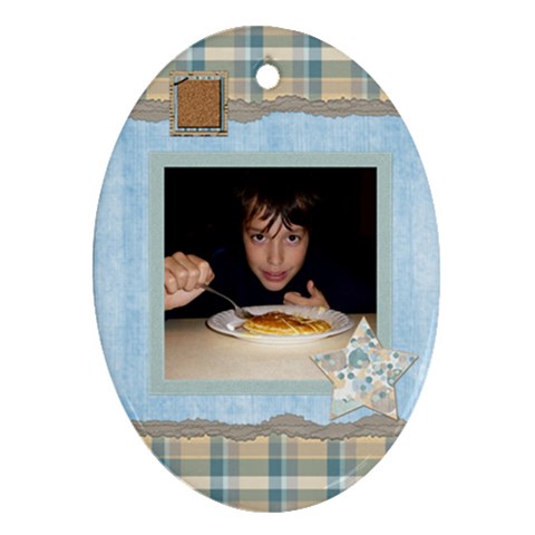 Boys Like Blue Oval 1 Sided Ornament 1 By Lisa Minor Front