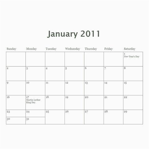 12 Month Holiday Calendar By Kenny Porras Feb 2011