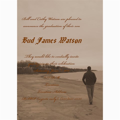 Bud Watson Graduation Announcement By Lindsey Hayes 7 x5  Photo Card - 4