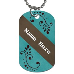 Dog tage- Blue with swirls - Dog Tag (One Side)