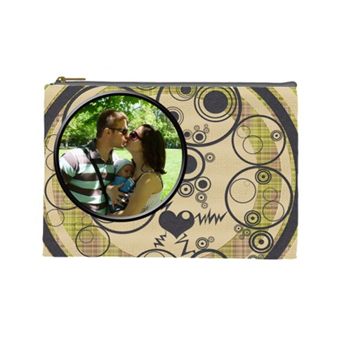 Heart Bubbles Large Cosmetic Bag By Daniela Front