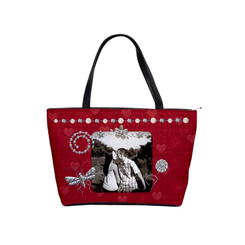 Diamonds & Pearls Red Classic Shoulder Handbag By Lil Front