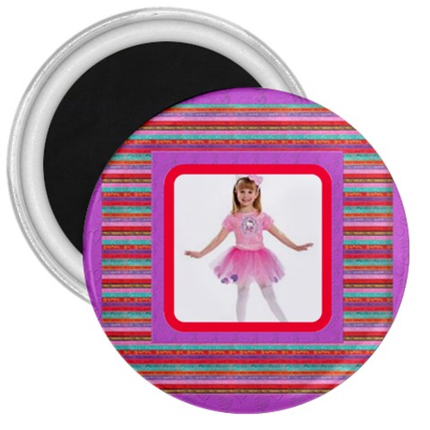 Candy Stripes 3 Inch Magnet By Catvinnat Front