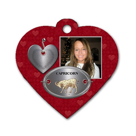 Capricorn Zodiac Heart Dog Tag By Lil Front