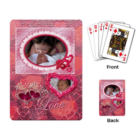 Love Pink Heart Rose2 Playing Cards By Ellan Back