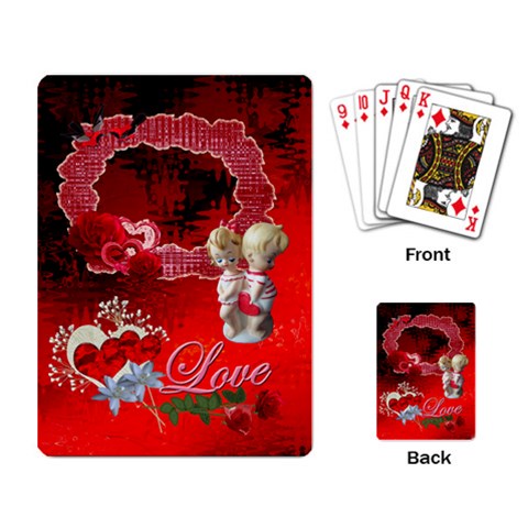 Love Red Heart Rose Boy Girl  Playing Cards By Ellan Back