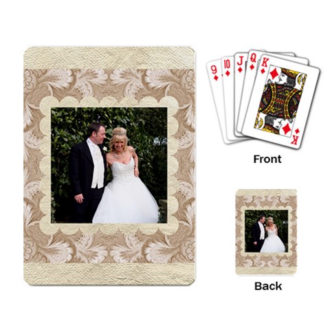 Damask Wedding Mocha Playing Cards By Catvinnat Back
