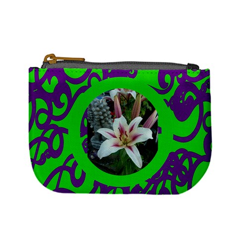 Funky Green & Purple Mini Coin Purse By Catvinnat Front
