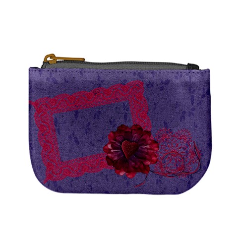 Pink & Purple Mini Coin Purse, Butterfly, Flower By Mikki Front