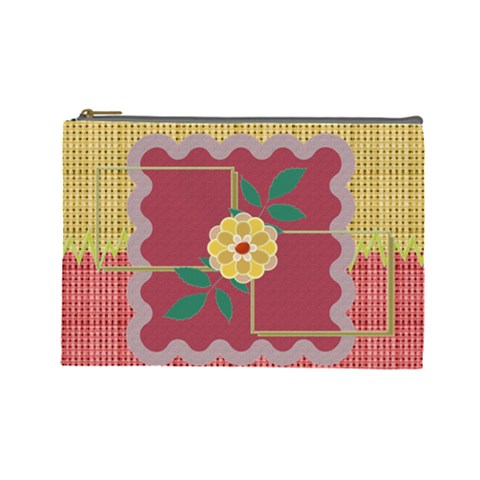 Yellow Flower L Cosmetic Bag By Daniela Front