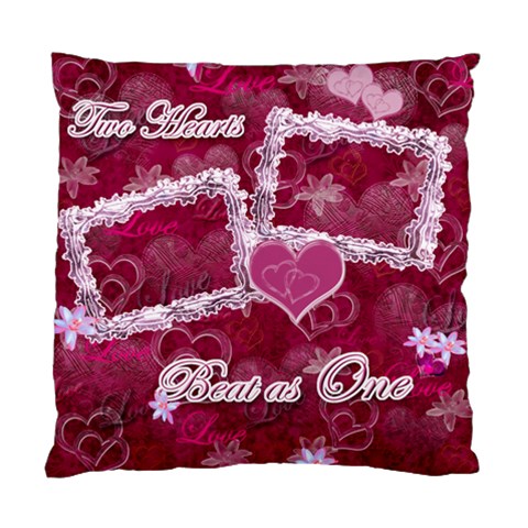 Two Hearts Beat As One Pink Cushion Case By Ellan Front