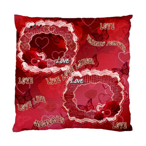 Red Love Life Heart Rose Cushion Case  By Ellan Front