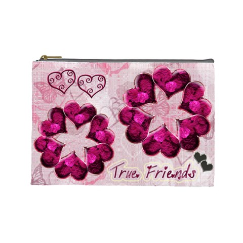 Hearts N Roses True Friends Large Cosmetic Bag By Ellan Front