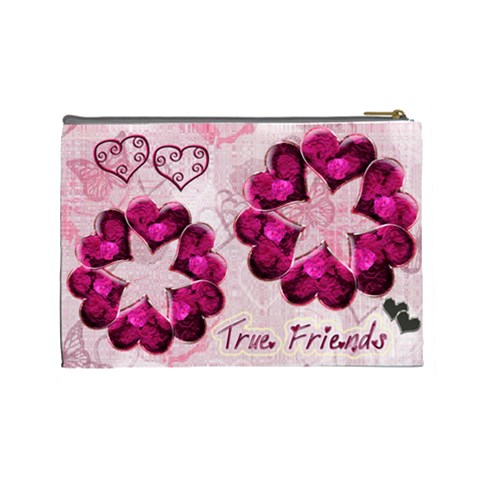 Hearts N Roses True Friends Large Cosmetic Bag By Ellan Back