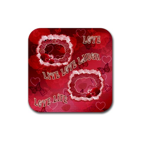 Love Life Hearts N Roses Square Coaster By Ellan Front