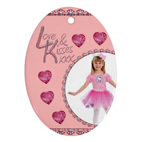 Love & Kisses Oval Ornament By Catvinnat Front