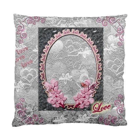 Love Oval Silver Pink Swirl Cushion Case By Ellan Front