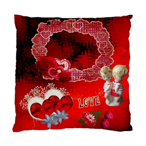Love Red Heart Cushion Case By Ellan Front