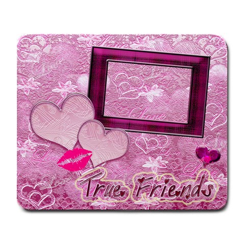 True Friends Hearts N Roses Pink Mouse Pad By Ellan Front