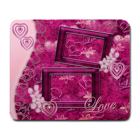 Love Pink Hearts N Roses Pink Mouse Pad By Ellan Front