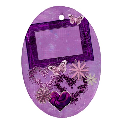 Lavander Heart Purple Oval Ornament By Ellan Front