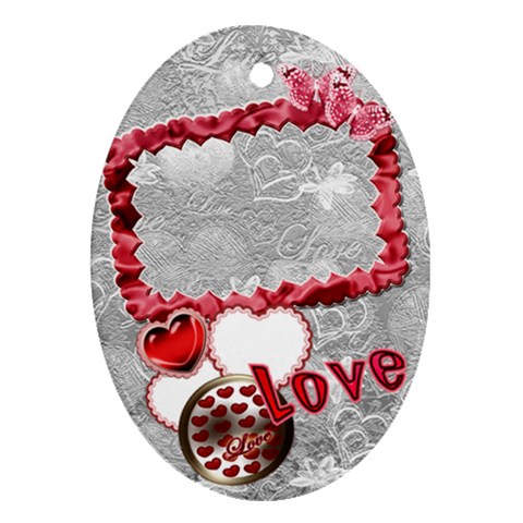 Love Heart Oval Ornament By Ellan Front