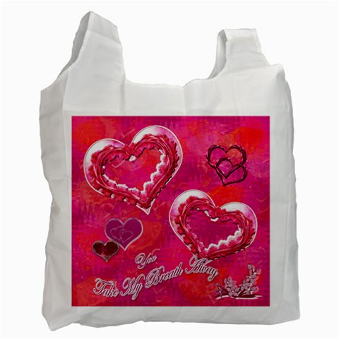 Hearts Hot Pink Recycle Bag 2 Sides By Ellan Front