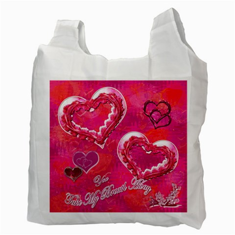 Hearts Hot Pink Recycle Bag 2 Sides By Ellan Back