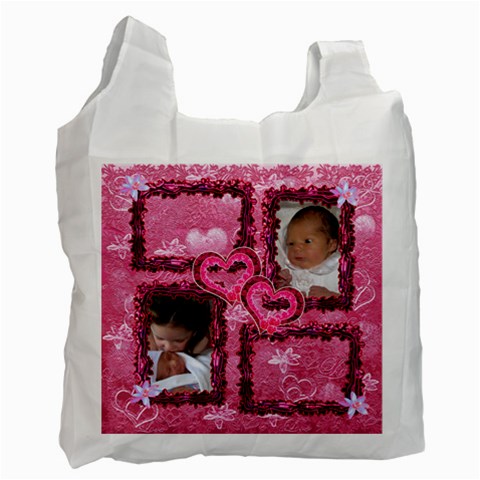 Pink Frilly Frame Recycle Bag By Ellan Front