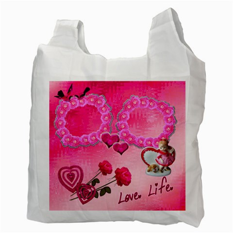 Rose Heart Pink Recycle Bag 2 Sides By Ellan Back