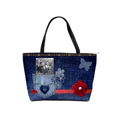 Denim and red bag - Classic Shoulder Handbag