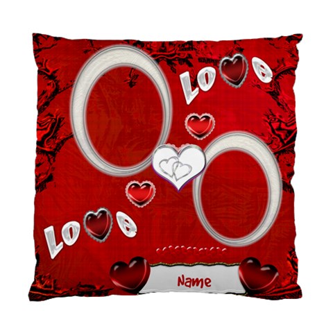 Red Love Heart 2 Photo Cushion Case By Ellan Front