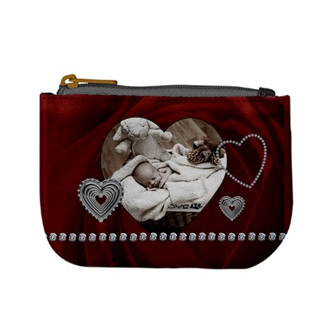 Red Hearts Mini Coin Purse By Lil Front