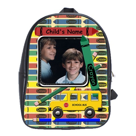 Crayon School Backpack Large By Chere s Creations Front