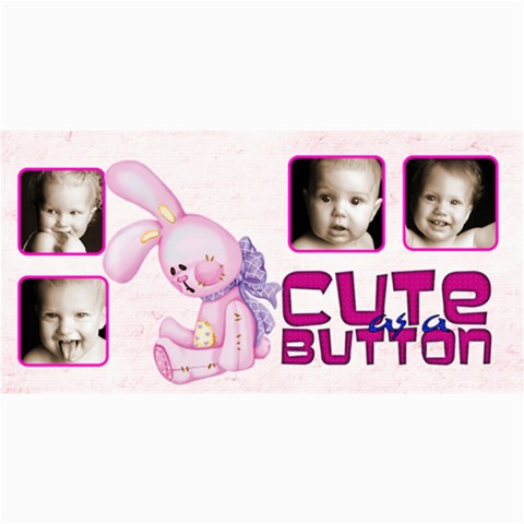 Cute As A Button Pink Bunny Photo Card By Catvinnat 8 x4  Photo Card - 8