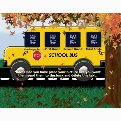School Bus Collage 11x14 By Chere s Creations 14 x11  Print - 1