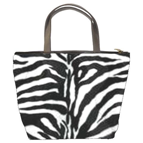Zebra Fur Print Bucket Bag By Bags n Brellas Back