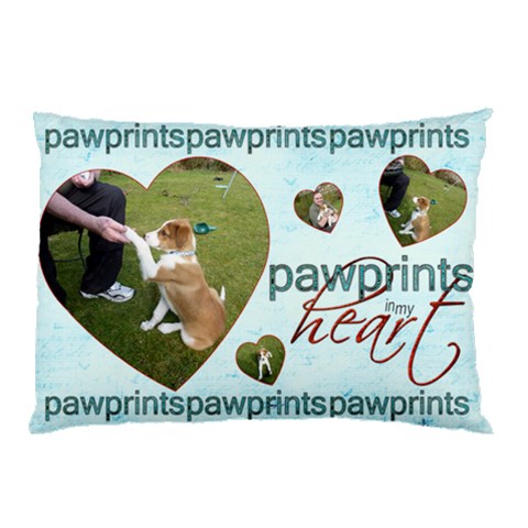 Pawprints In My Heart Doggy Pillow Case By Catvinnat 26.62 x18.9  Pillow Case
