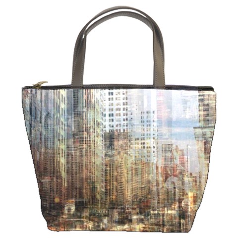 Weathered Cityscape Bucket Bag By Bags n Brellas Front
