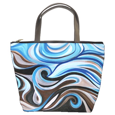 Blue&brown Swirls Bucket Bag By Bags n Brellas Front