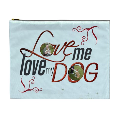 Puppy Love Extra Large Cosmetic Bag By Catvinnat Front