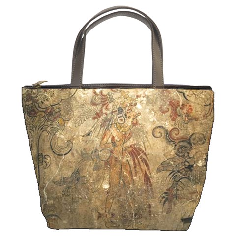 Mayan Wall Painting Bucket Bag By Bags n Brellas Front