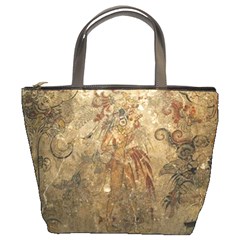 mayan wall painting bucket bag