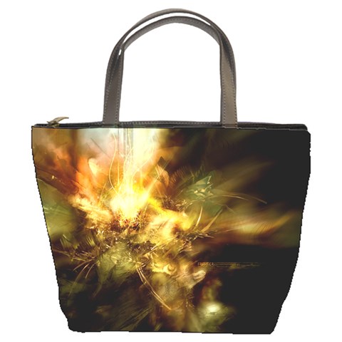 Green Abstract Light Bucket Bag By Bags n Brellas Front