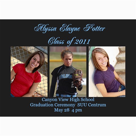Alyssa Graduation Announcement By Susan Potter 7 x5  Photo Card - 4