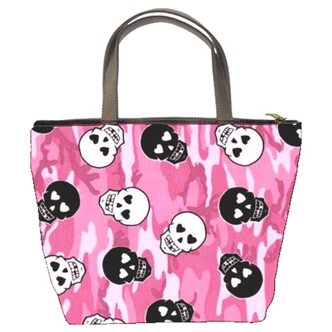 Pink Skull4 Bucket Bag By Bags n Brellas Back