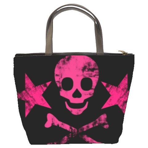 Pink Skull1 Bucket Bag By Bags n Brellas Back