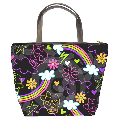 Rainbow Skulls Bucket Bag By Bags n Brellas Back