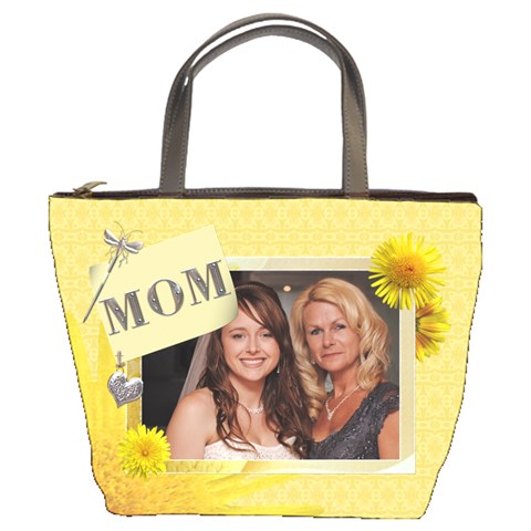 Yellow Floral Mom Bucket Bag By Lil Front